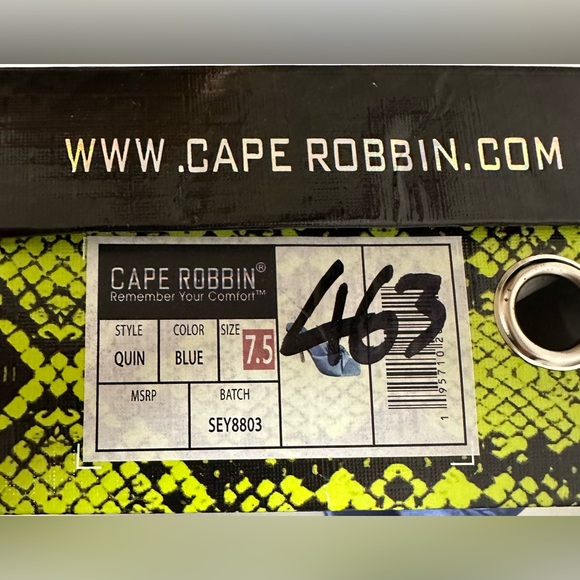 Cape Robbin Quin Blue Square Toe 5” Stiletto Gold High Heel Mules NWT - Picture 7 of 9